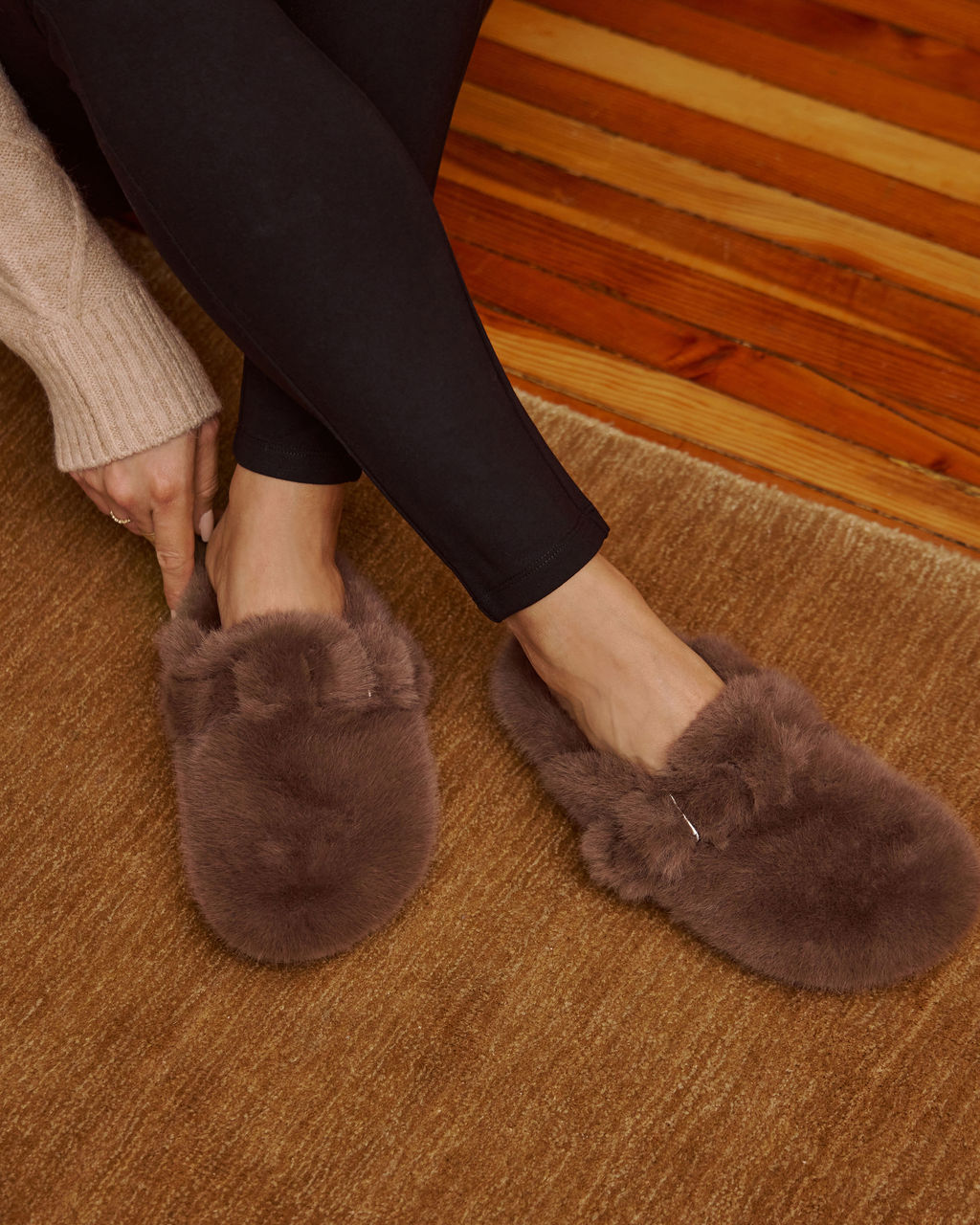 Snowfall Secrets Faux Fur Mules-Vogue Logic