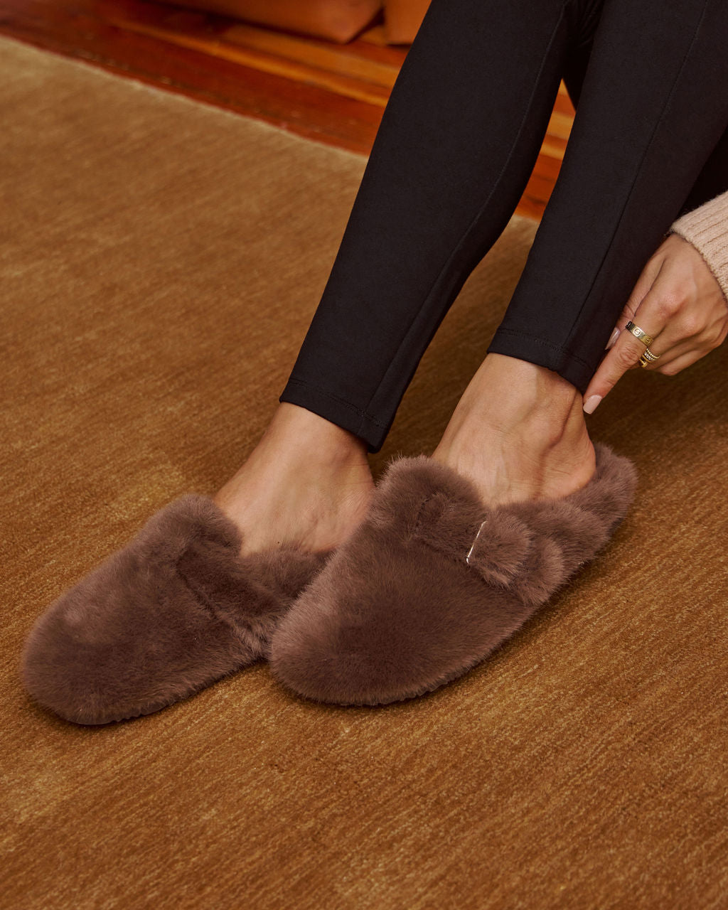 Snowfall Secrets Faux Fur Mules-Vogue Logic