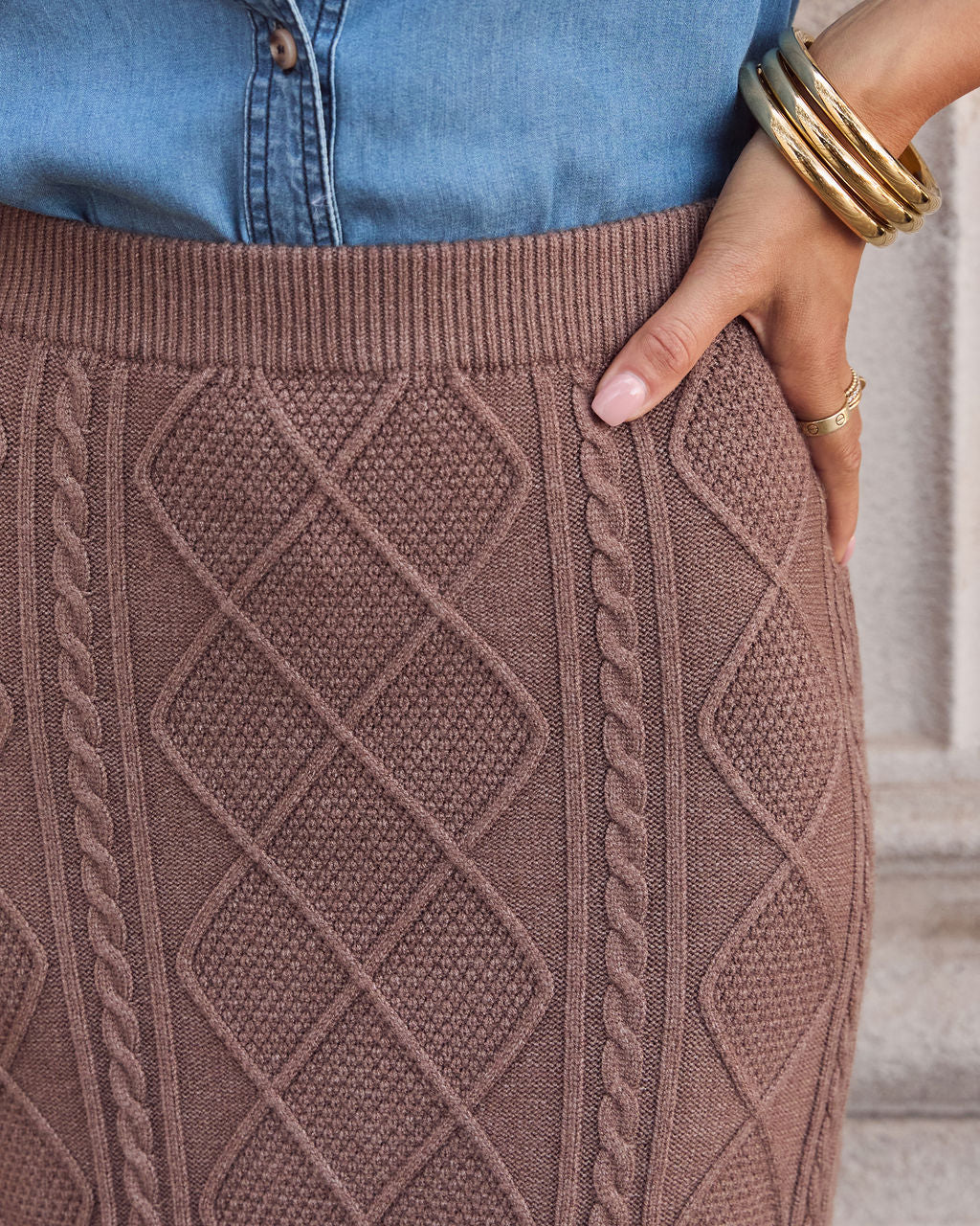 Amberlee Cable Knit Maxi Skirt-Vogue Logic
