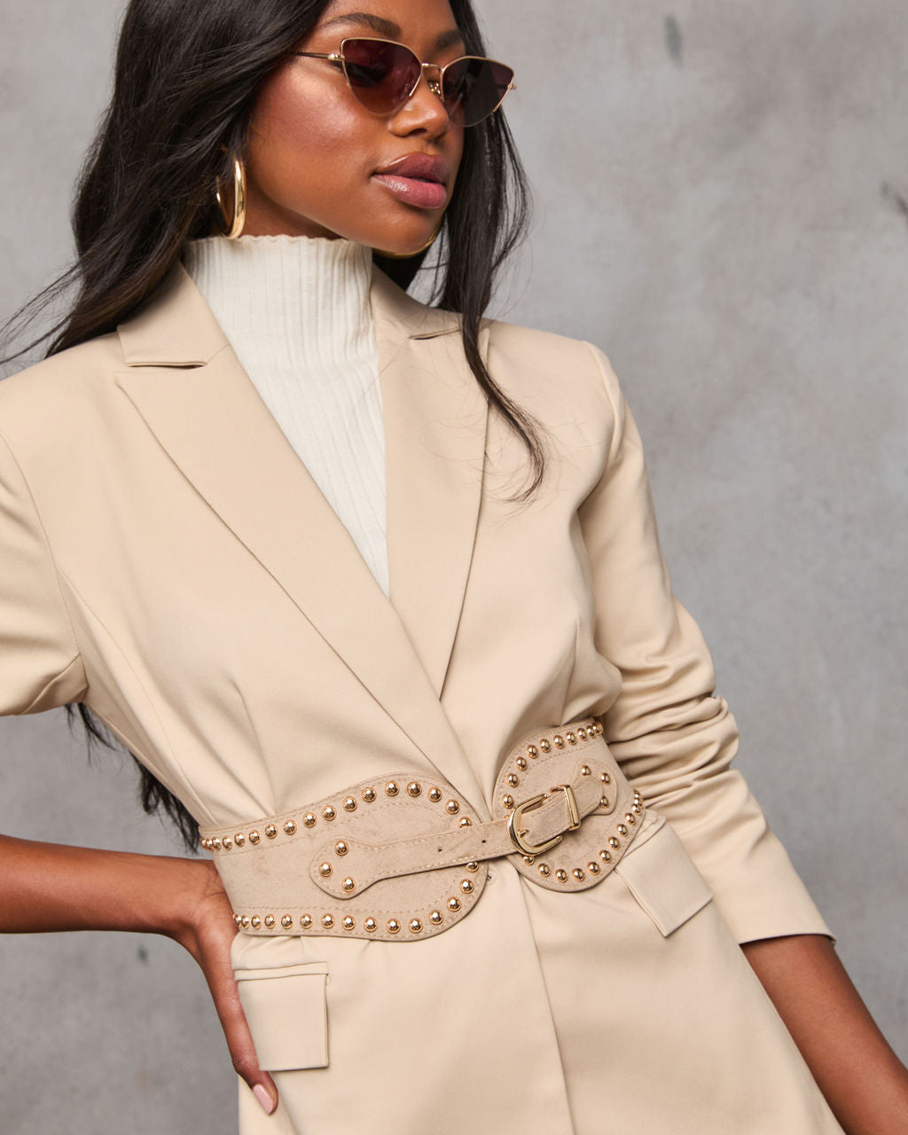 Saylah Studded Wide Corset Belt-Vogue Logic