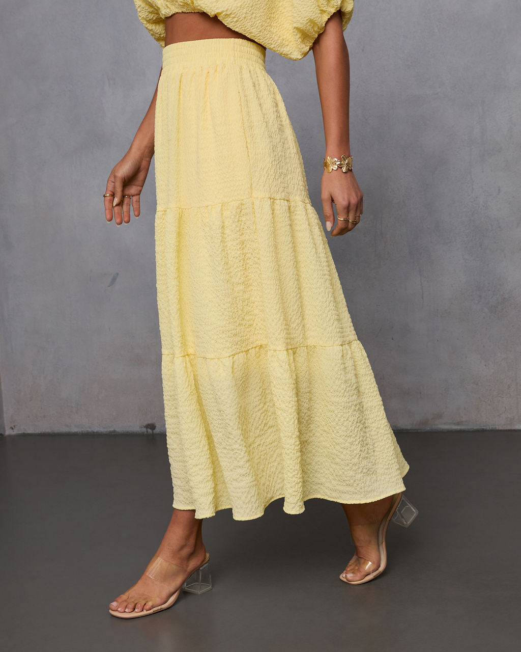 Liena Tiered Gauze Midi Skirt-Vogue Logic