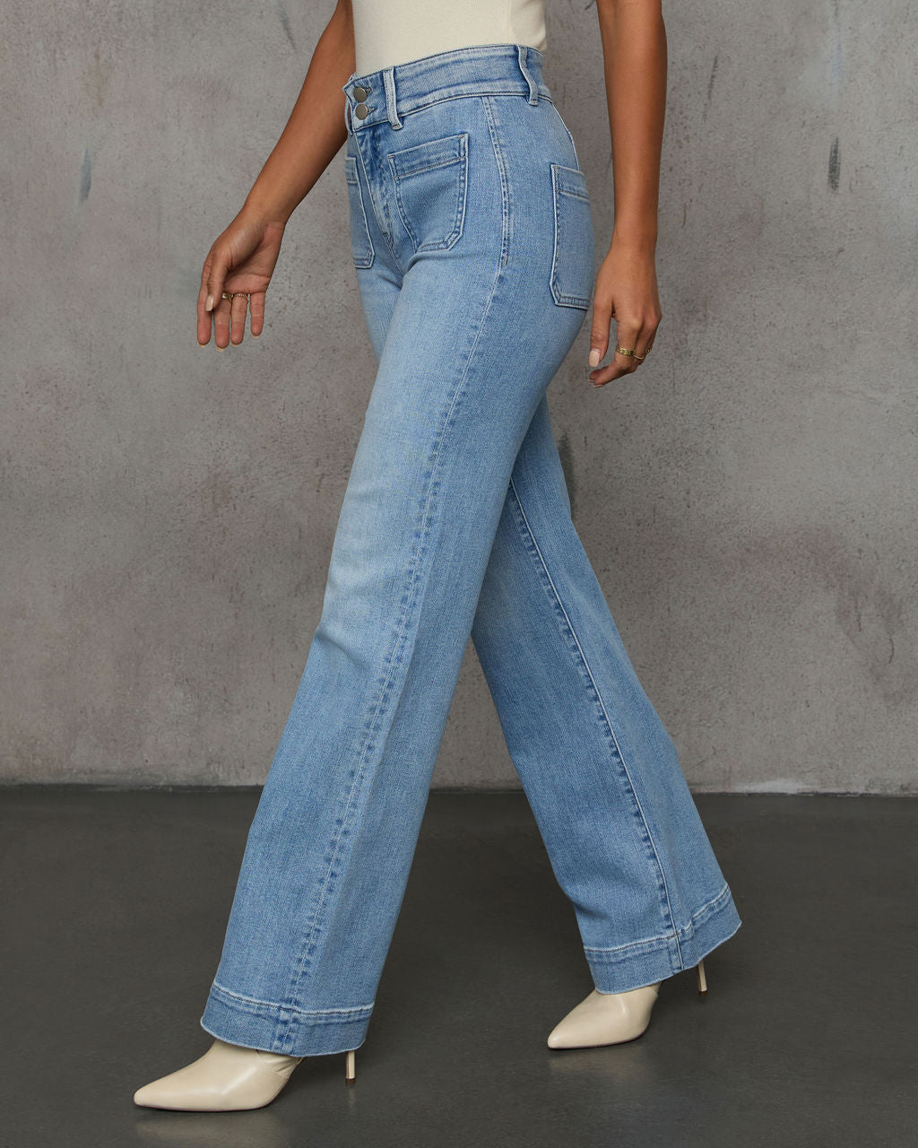 Found You Here Stretch High Rise Flare Jeans-Vogue Logic