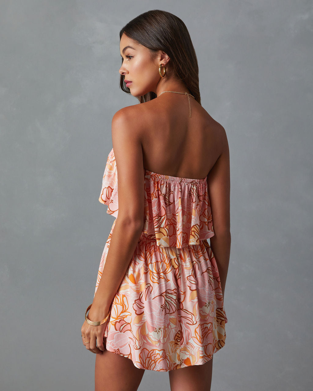 Lilly Floral Smocked Strapless Romper-Vogue Logic