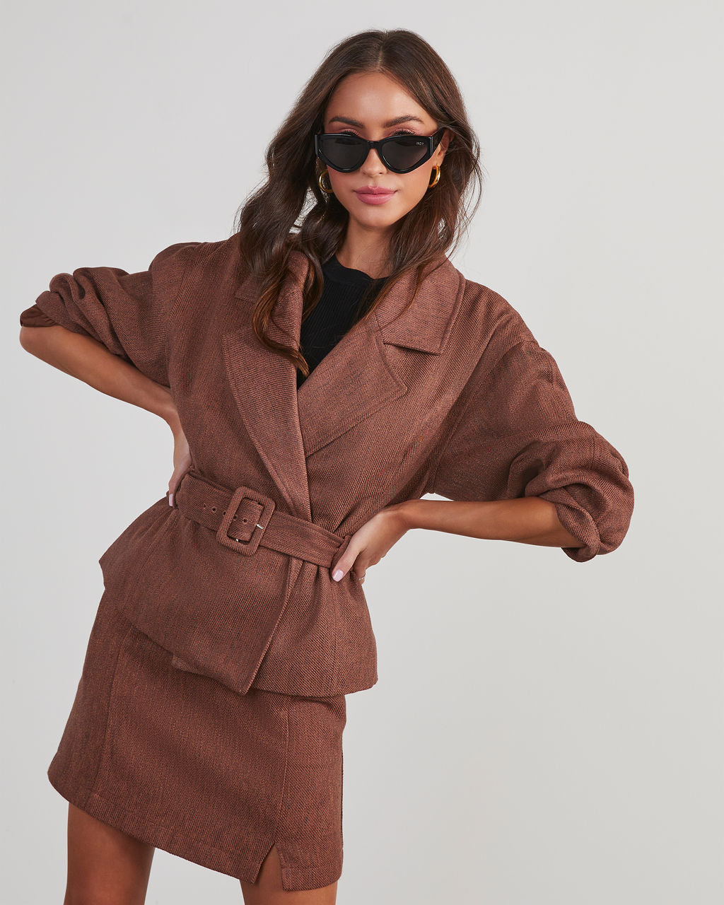 Business Needs Belted Crop Jacket-Vogue Logic