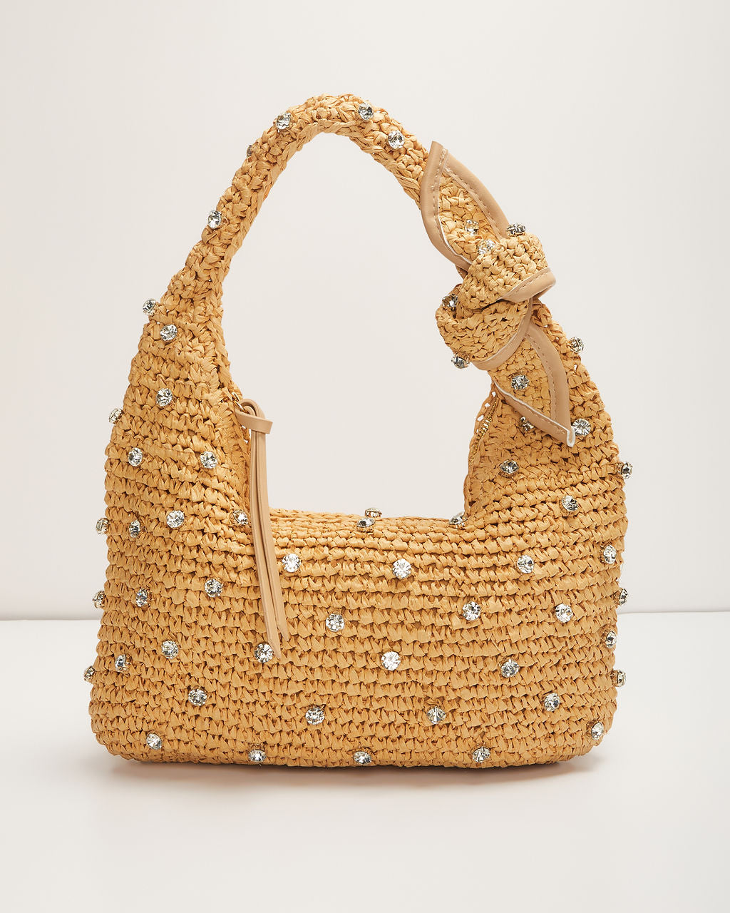 Crystal Cove Rhinestone Embellished Raffia Satchel-Vogue Logic