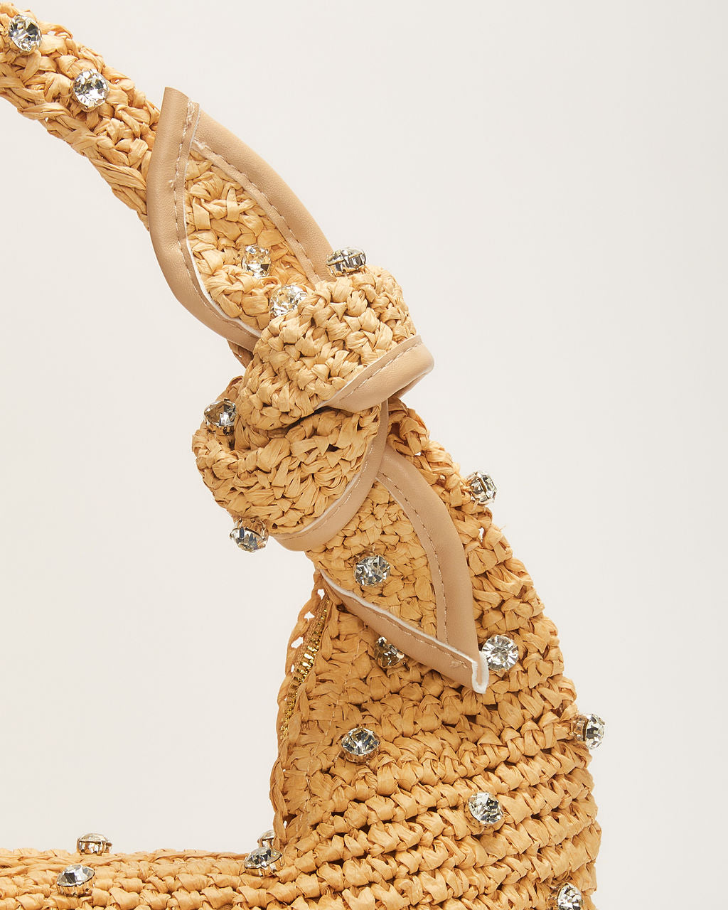 Crystal Cove Rhinestone Embellished Raffia Satchel-Vogue Logic