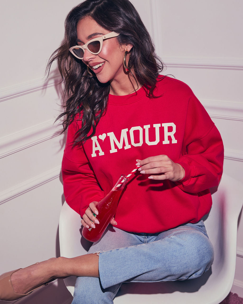 Sweet Amour Graphic Sweatshirt-Vogue Logic