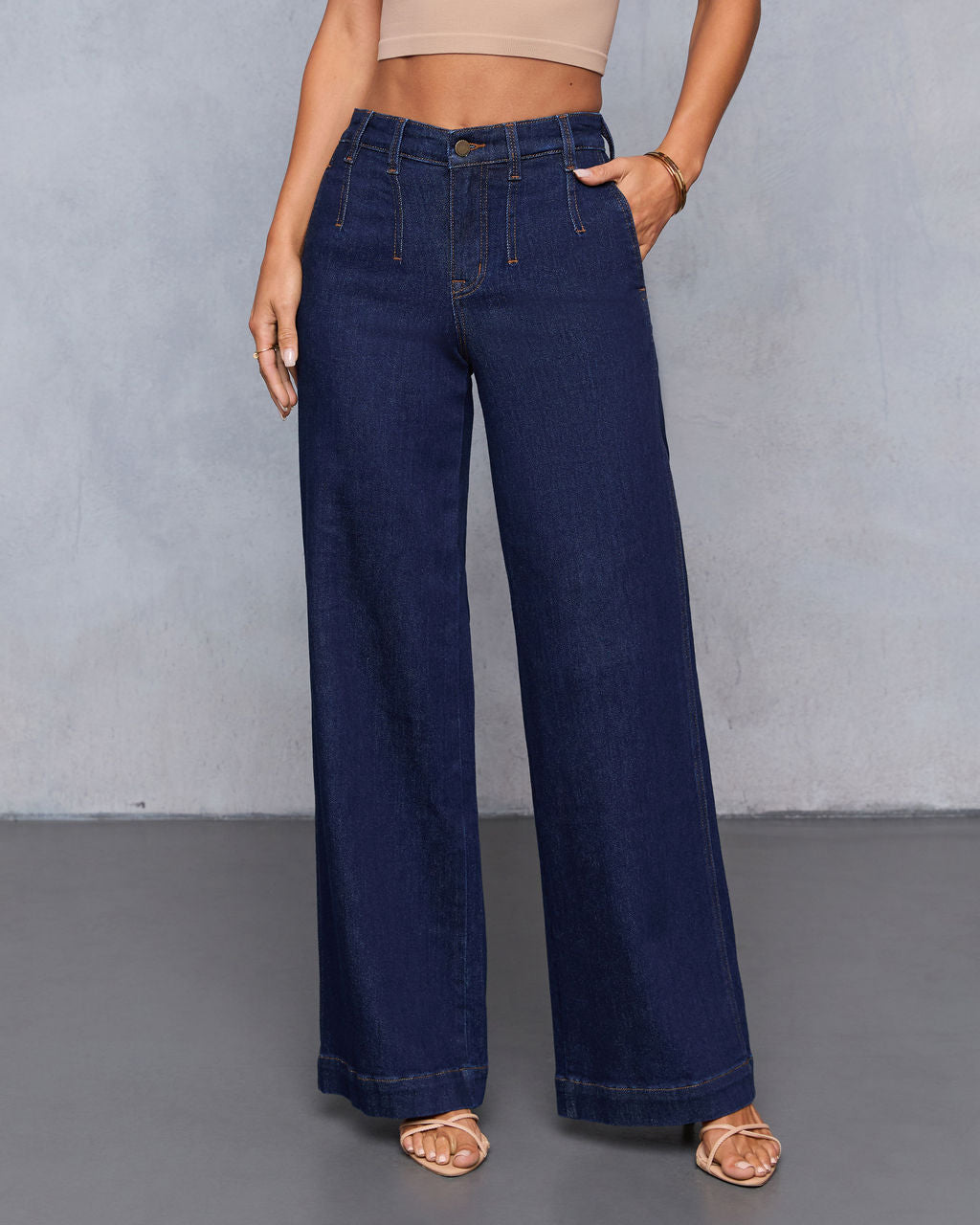 Soft Echo Stretch High Rise Wide Leg  Jeans-Vogue Logic
