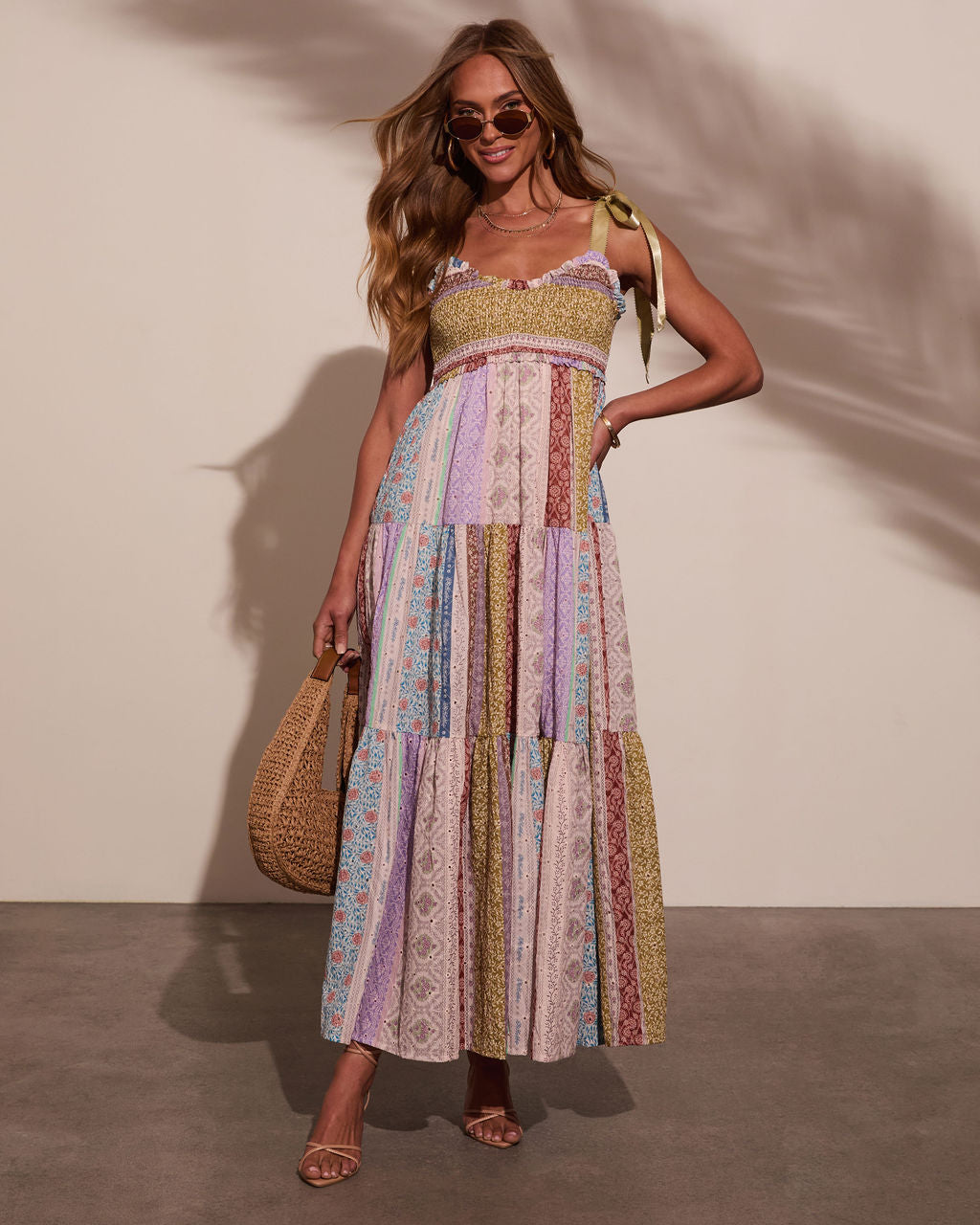 Sweet Spring Patchwork Maxi Dress-Vogue Logic