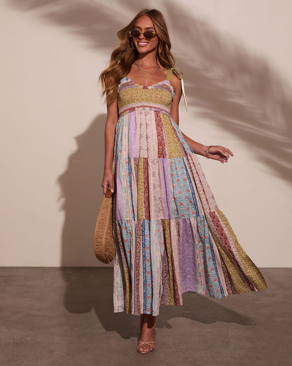 Sweet Spring Patchwork Maxi Dress-Vogue Logic