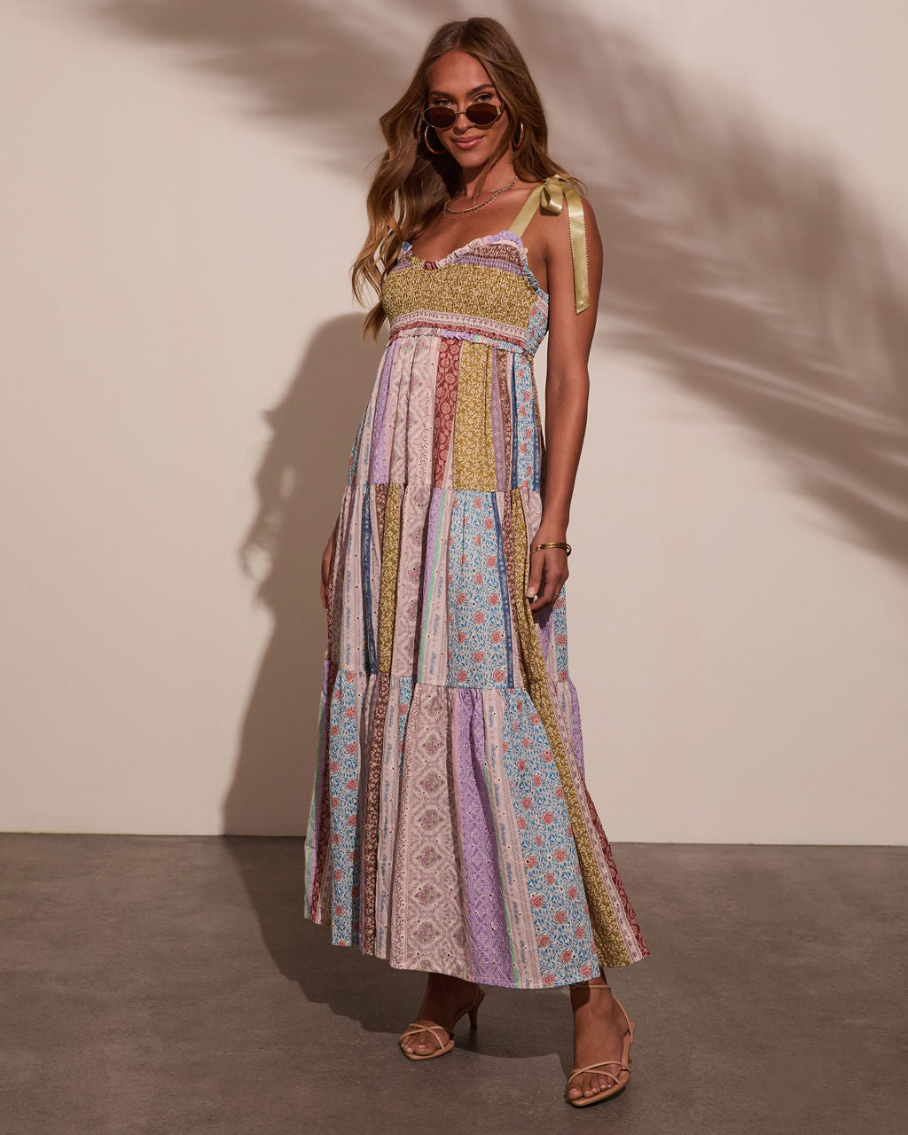 Sweet Spring Patchwork Maxi Dress-Vogue Logic
