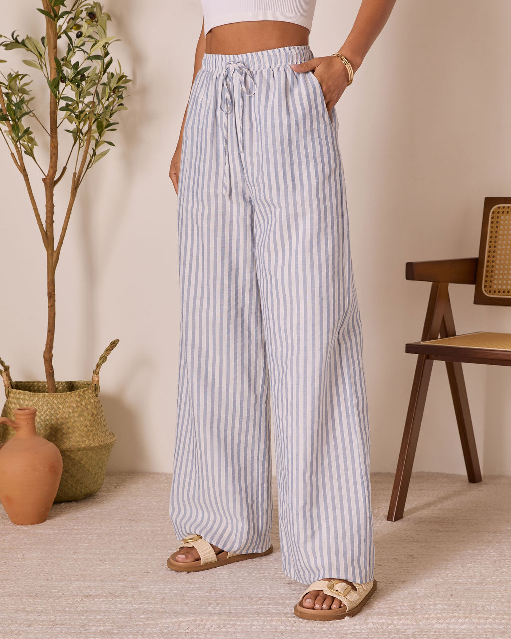 Korra Striped Wide Leg Pants-Vogue Logic