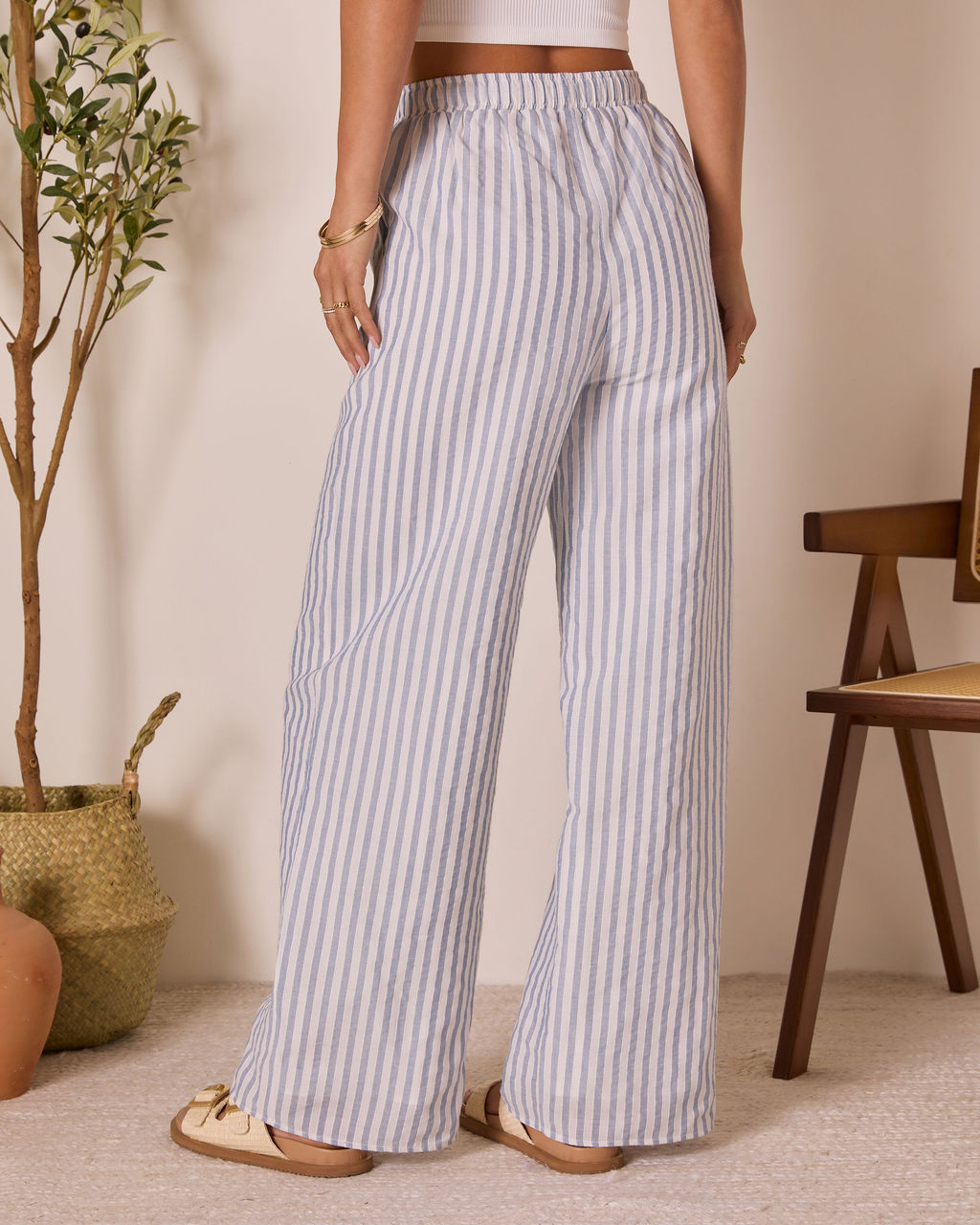 Korra Striped Wide Leg Pants-Vogue Logic