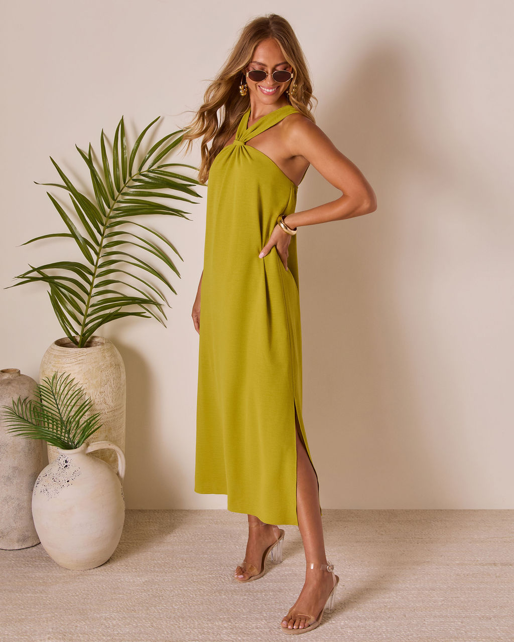 Tropic Whisper Halter Maxi Dress-Vogue Logic
