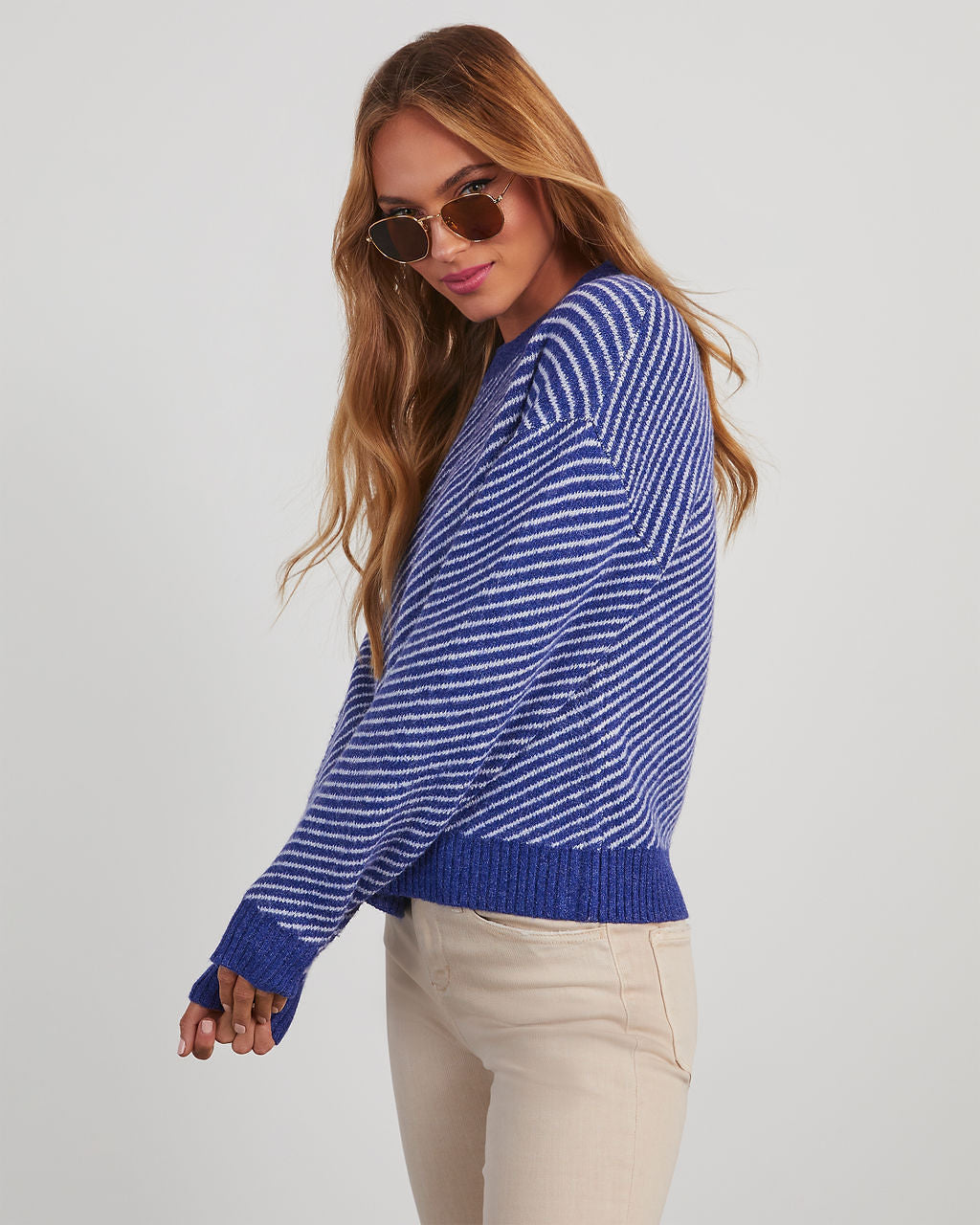 Mallory Striped Crewneck Sweater-Vogue Logic