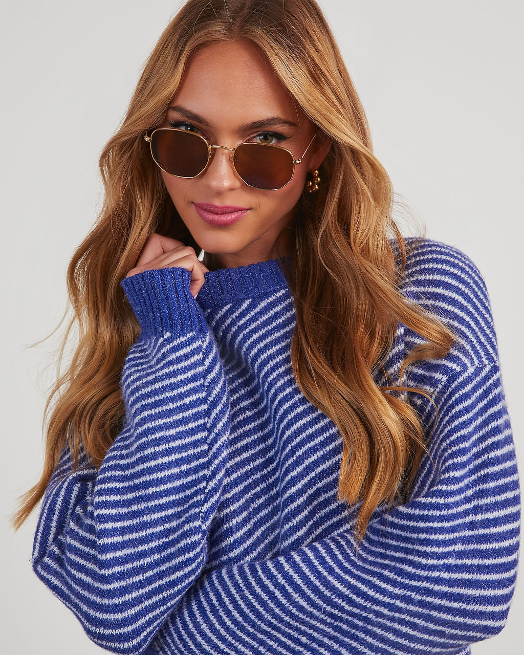 Mallory Striped Crewneck Sweater-Vogue Logic