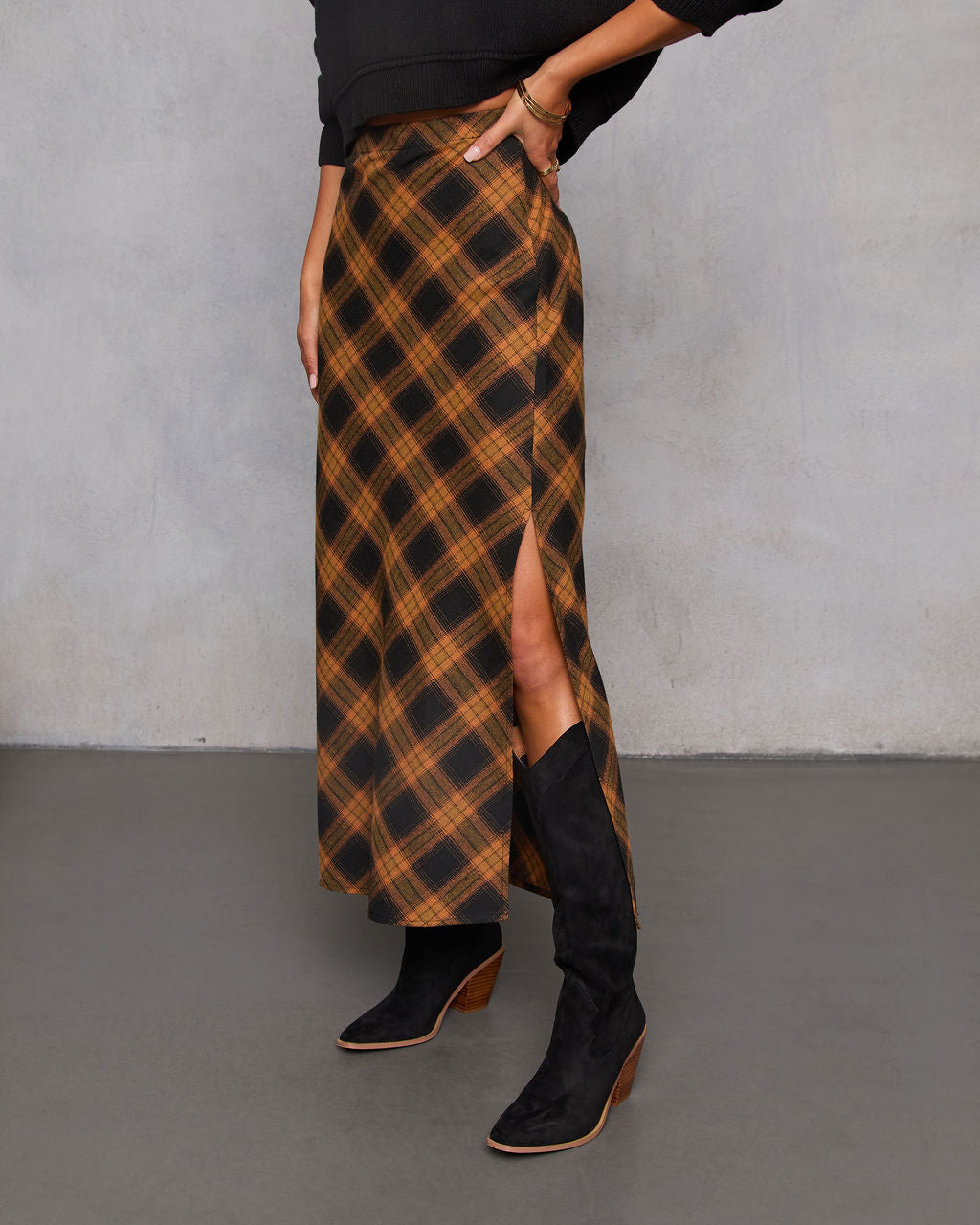 Autumn Chapter Plaid Maxi Skirt-Vogue Logic