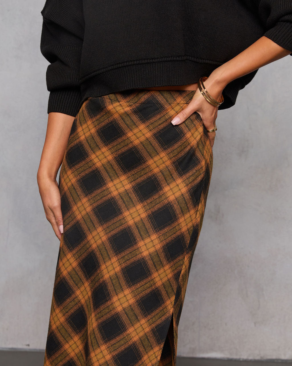 Autumn Chapter Plaid Maxi Skirt-Vogue Logic