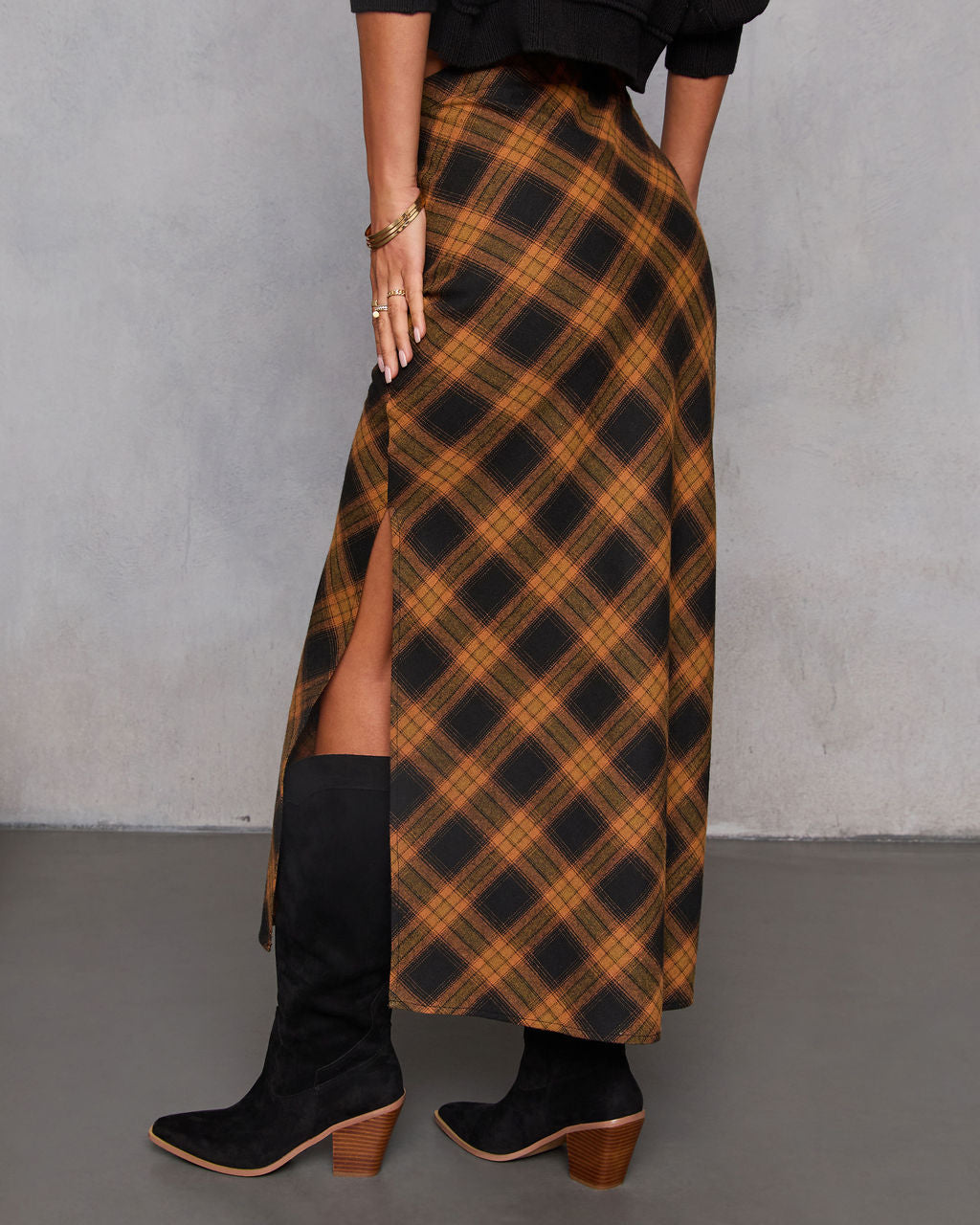 Autumn Chapter Plaid Maxi Skirt-Vogue Logic