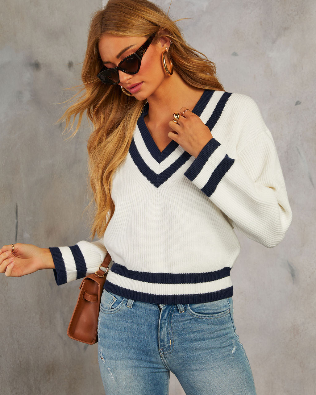 Asher V Neck Pullover Sweater-Vogue Logic