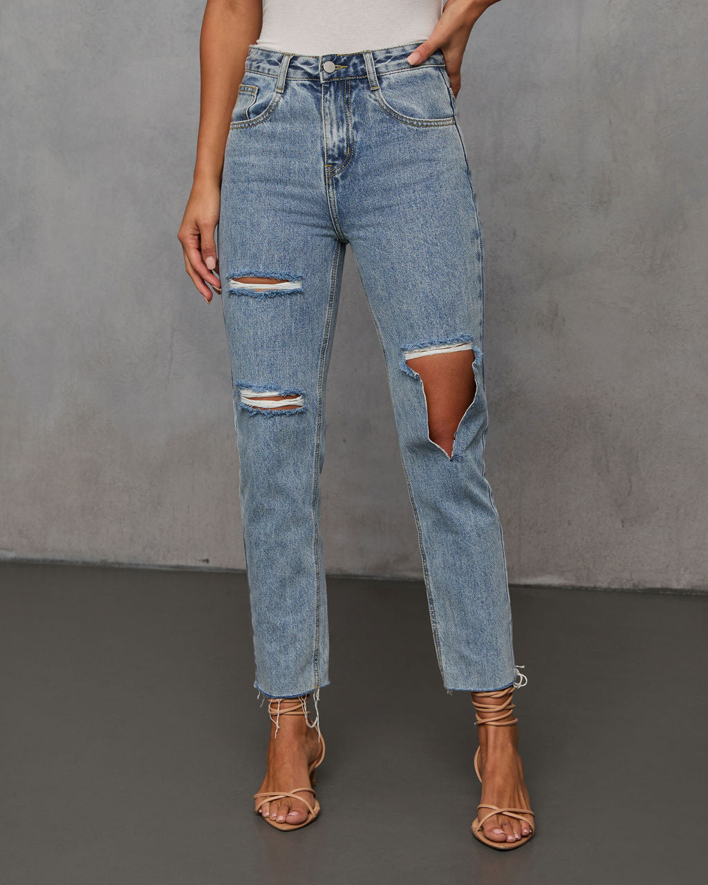 Mila High Rise Distressed Denim-Vogue Logic