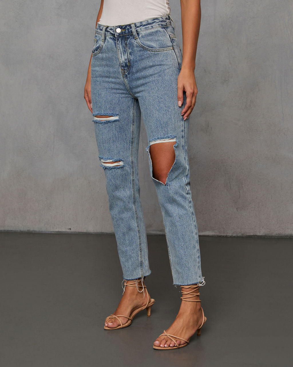 Mila High Rise Distressed Denim-Vogue Logic