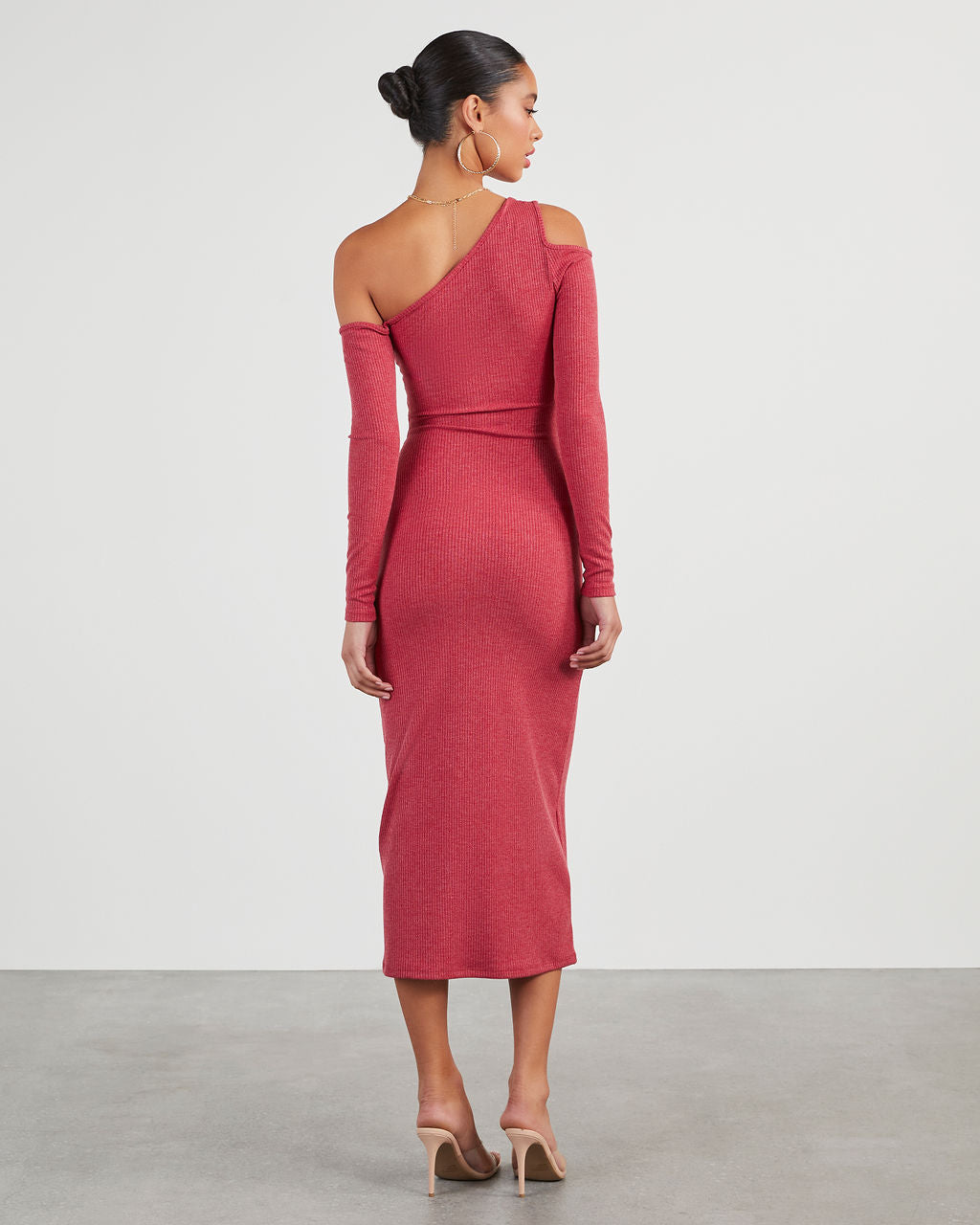 Regina Cutout One Shoulder Knit Midi Dress-Vogue Logic