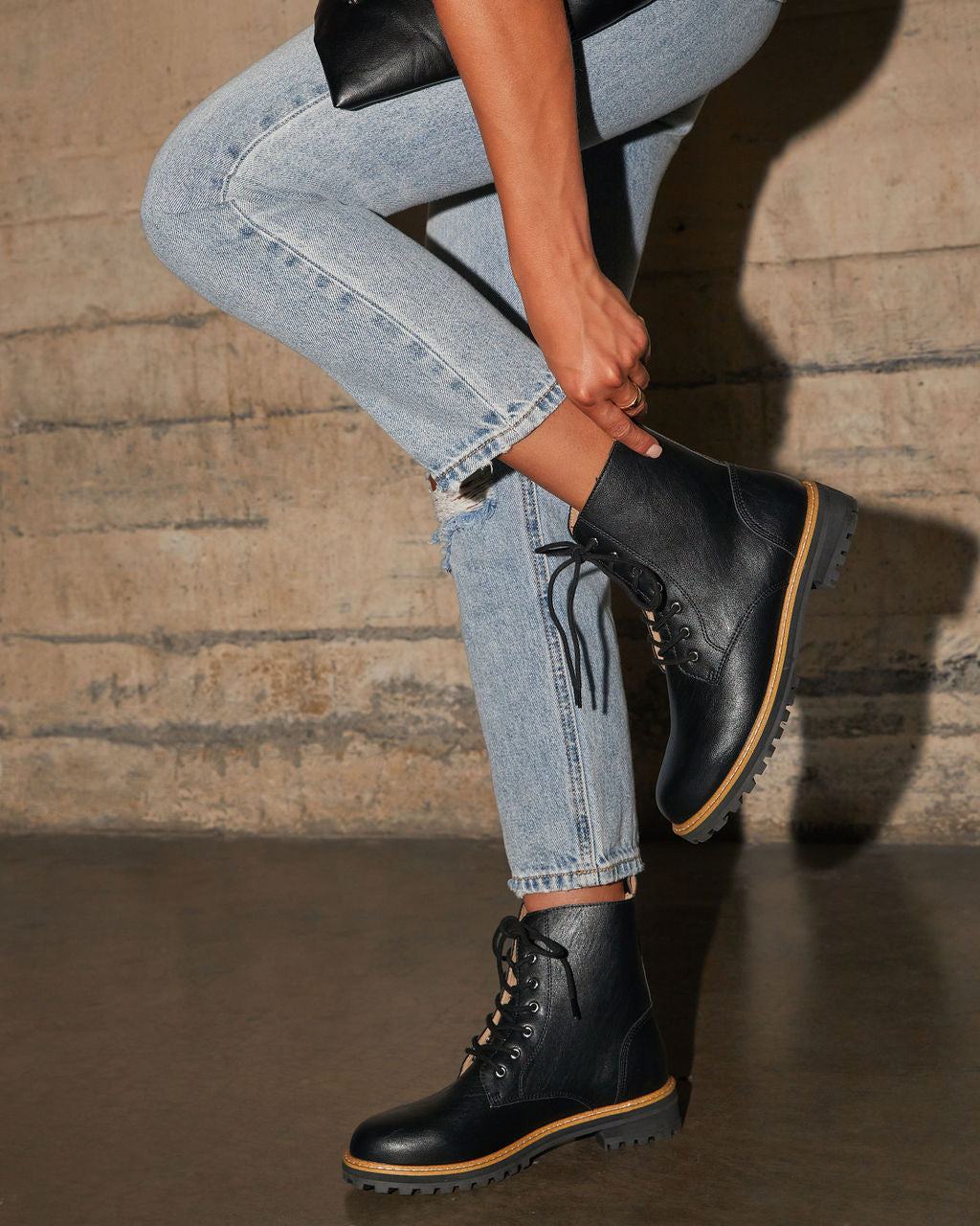 Brycen Faux Leather Lace Up Boot-Vogue Logic