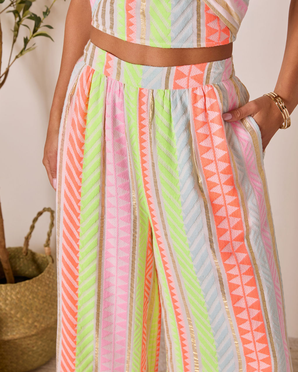 Sun Washed Abstract Wide Leg Pants-Vogue Logic