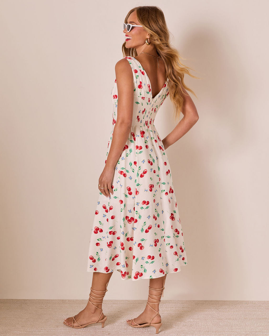 Sweet Tart Cherry Print Midi Dress-Vogue Logic