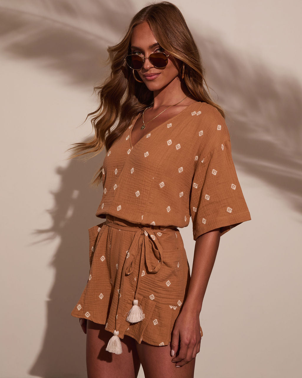 Artisan Aura Waist Tie Romper-Vogue Logic