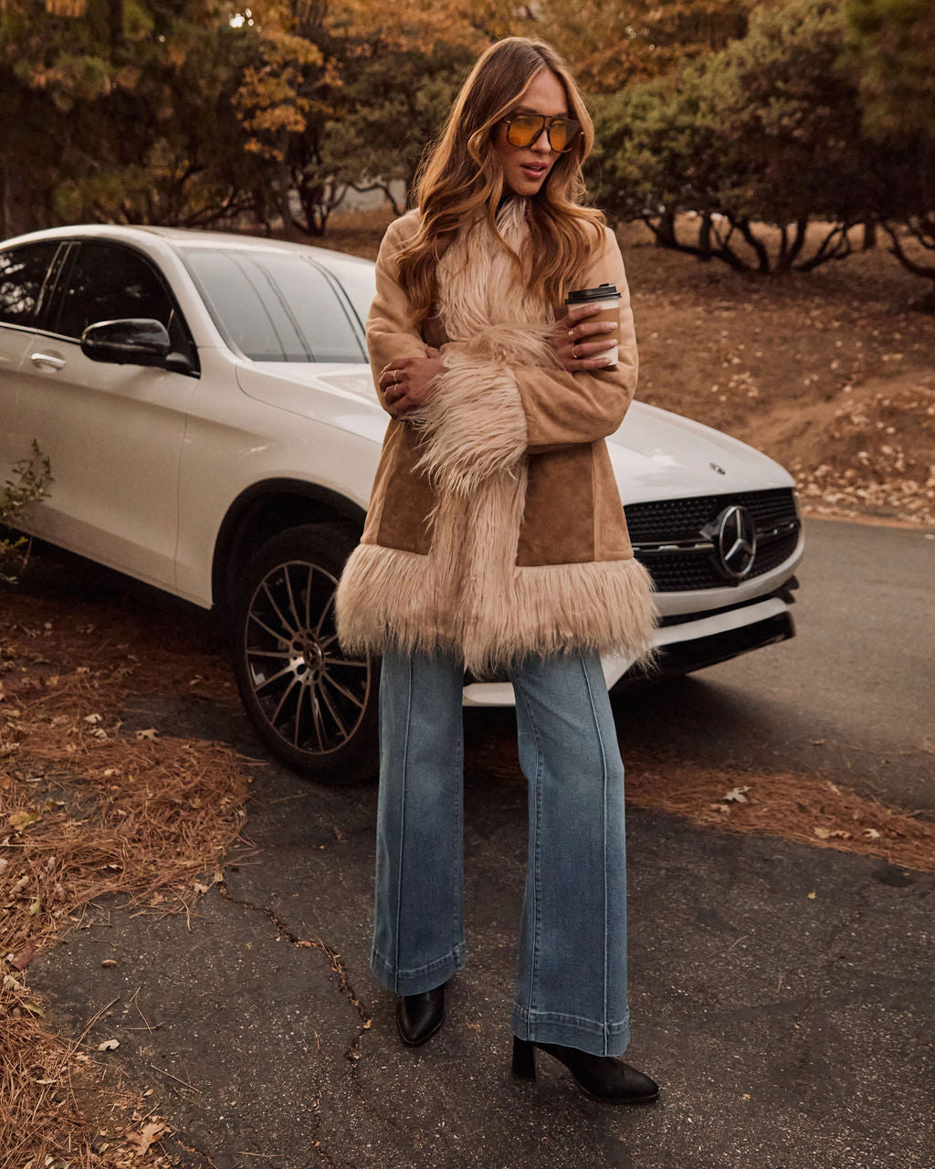 Harley Suede Faux Fur Trim Jacket-Vogue Logic