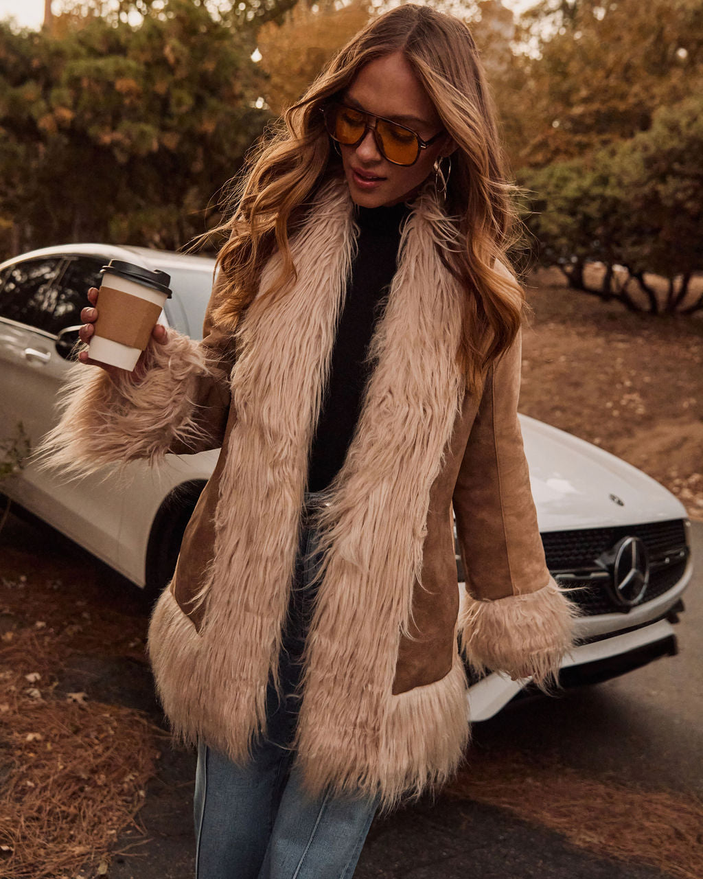 Harley Suede Faux Fur Trim Jacket-Vogue Logic