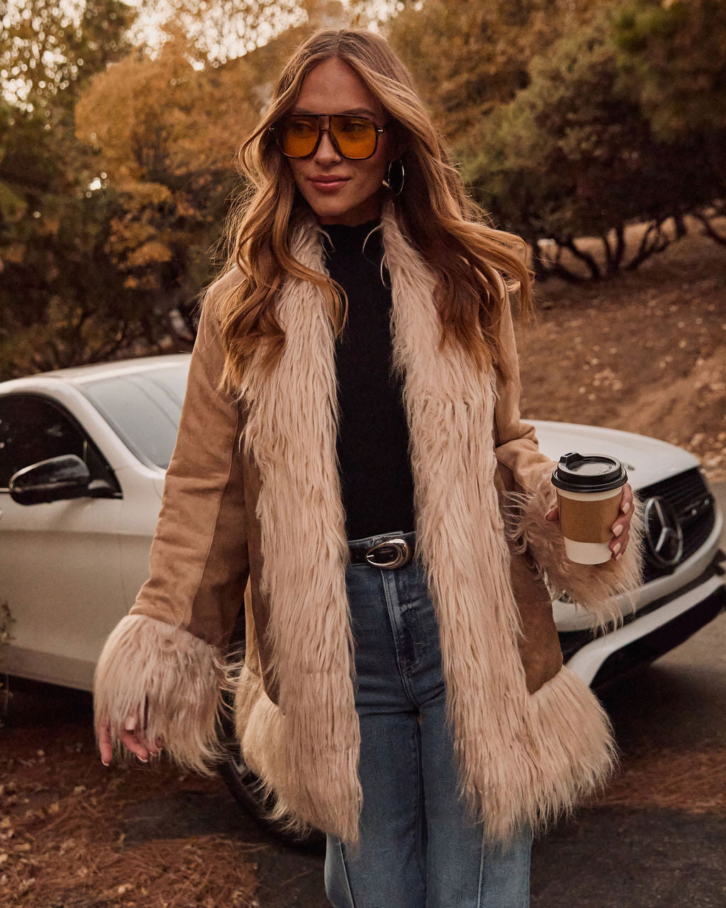 Harley Suede Faux Fur Trim Jacket-Vogue Logic