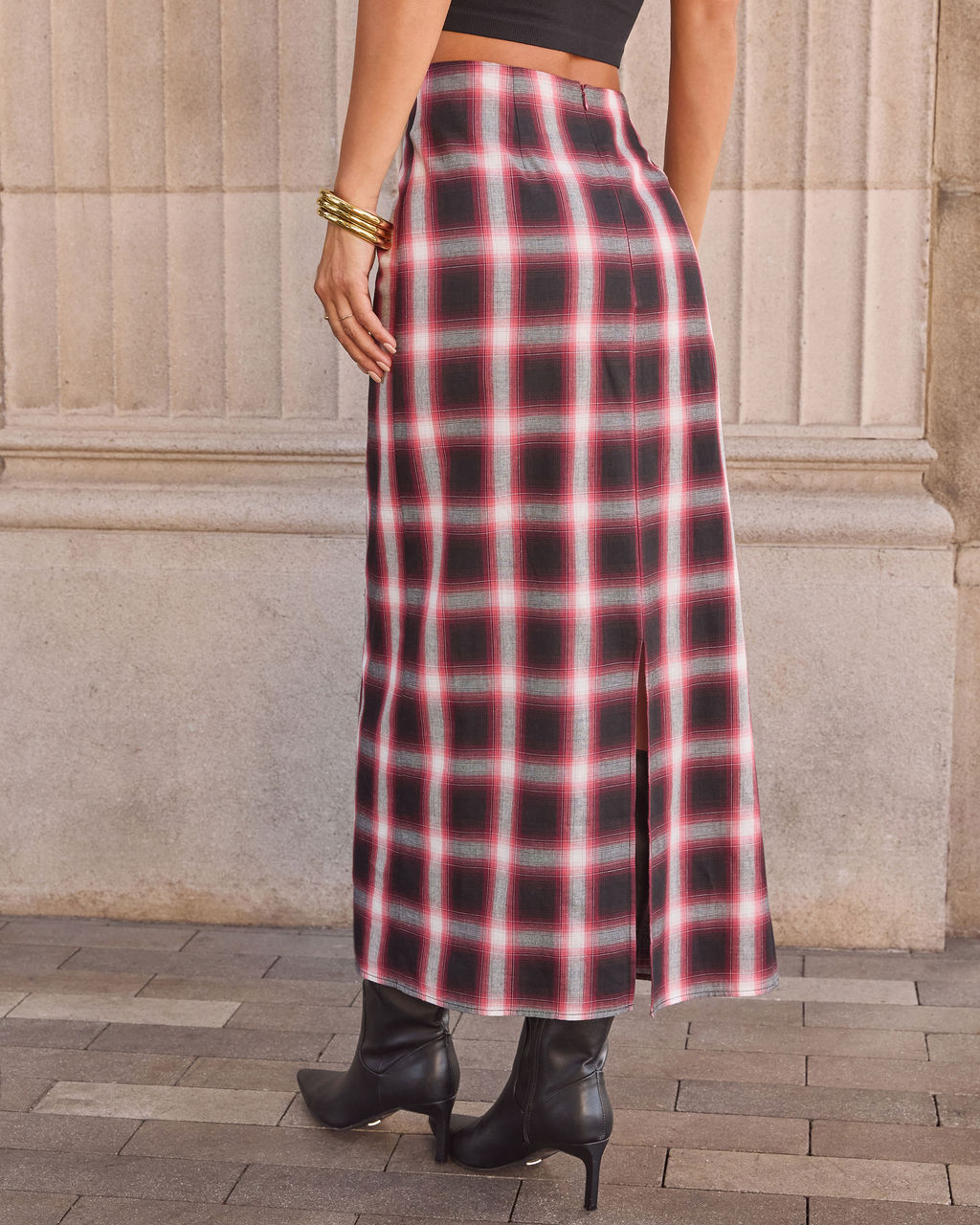 Audley Twist Gingham Midi Skirt-Vogue Logic
