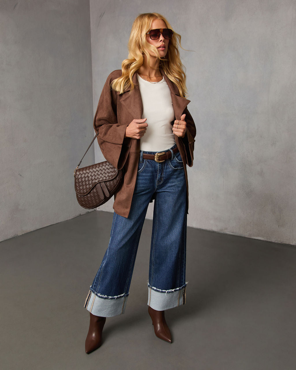 Lytton Suede Waist Tie Jacket-Vogue Logic