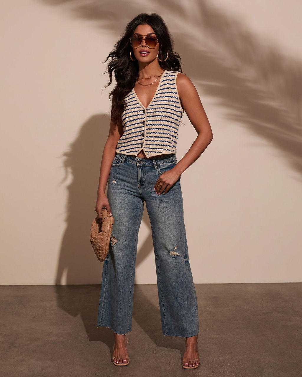 Clementine Striped Sweater Vest-Vogue Logic