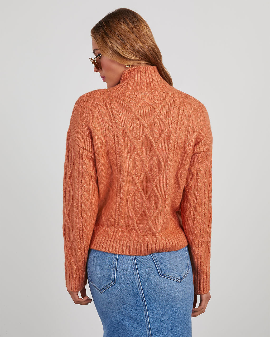 Sheila Cable Knit Turtleneck Sweater-Vogue Logic