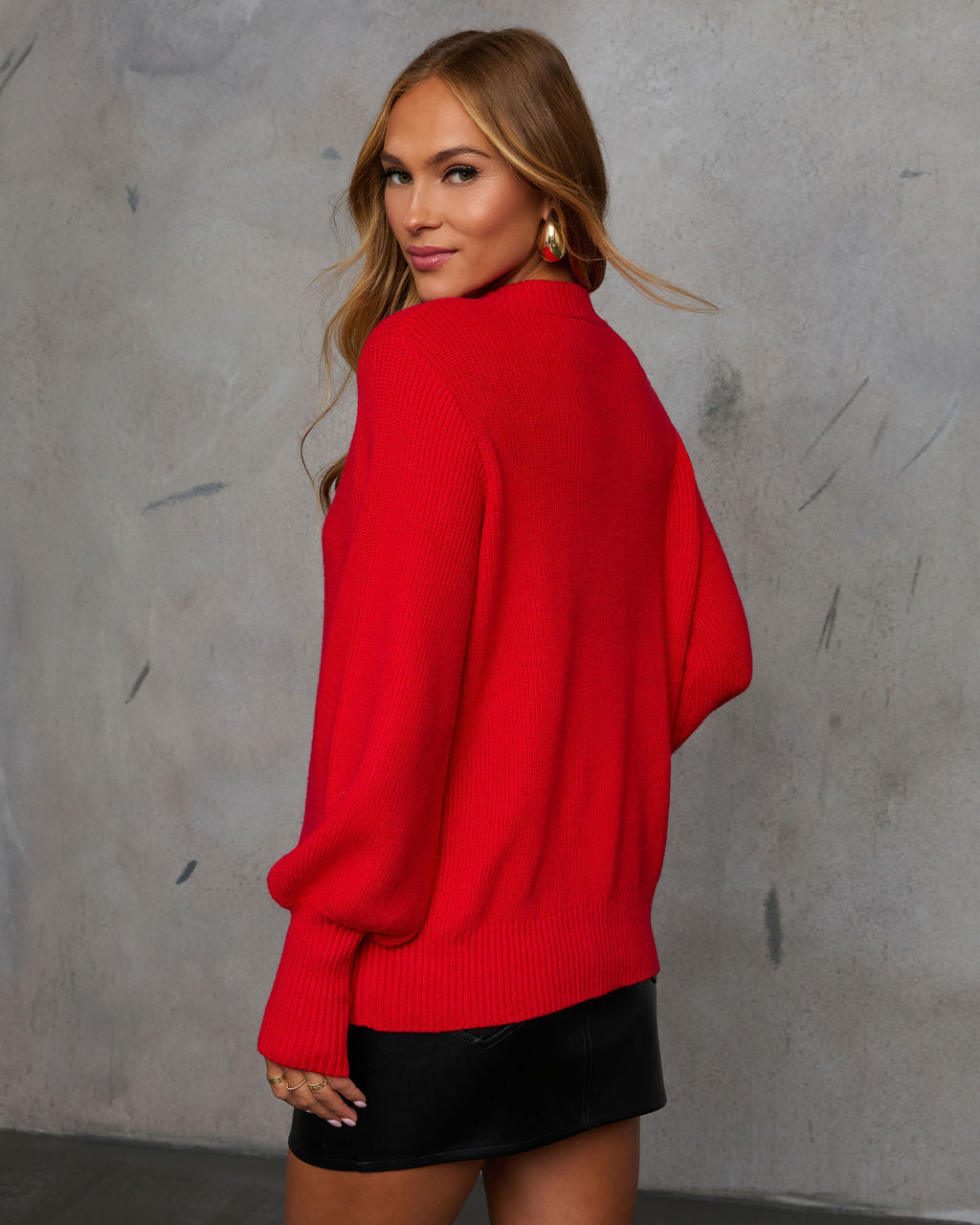 Baby It's You Knit Balloon Sleeve Pullover Sweater-Vogue Logic