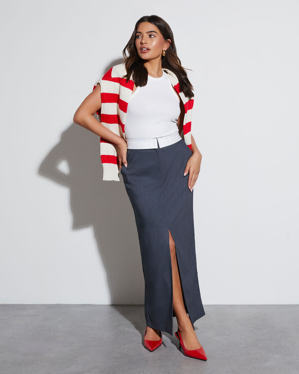 Boss Babe Pocketed Midi Skirt-Vogue Logic