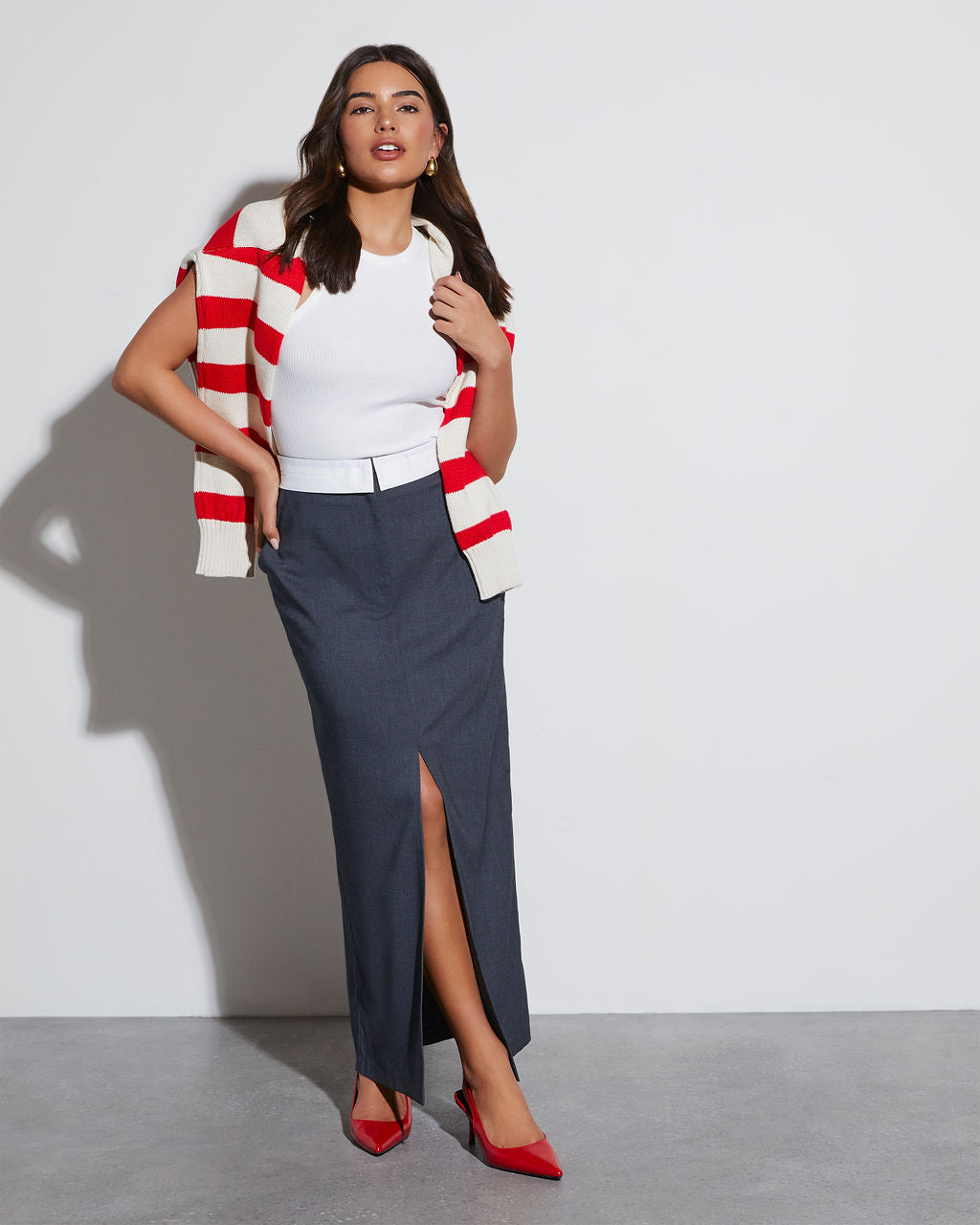 Boss Babe Pocketed Midi Skirt-Vogue Logic