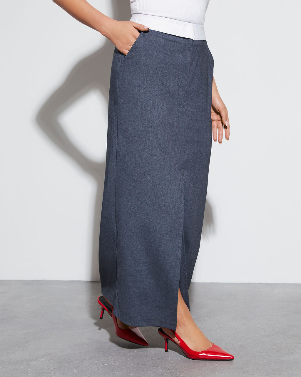 Boss Babe Pocketed Midi Skirt-Vogue Logic