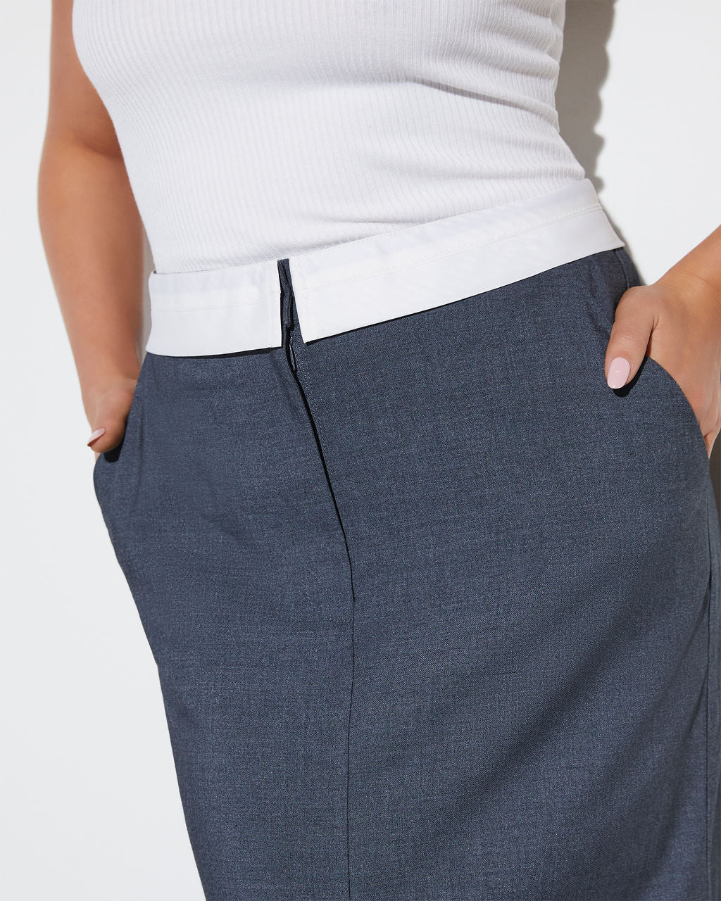 Boss Babe Pocketed Midi Skirt-Vogue Logic