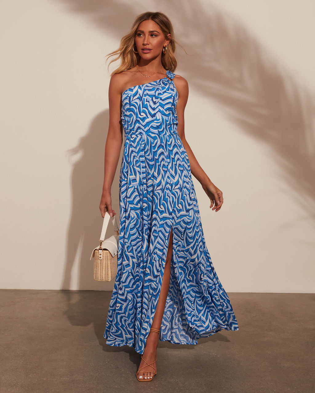 Maybelle One Shoulder Printed Maxi Dress-Vogue Logic