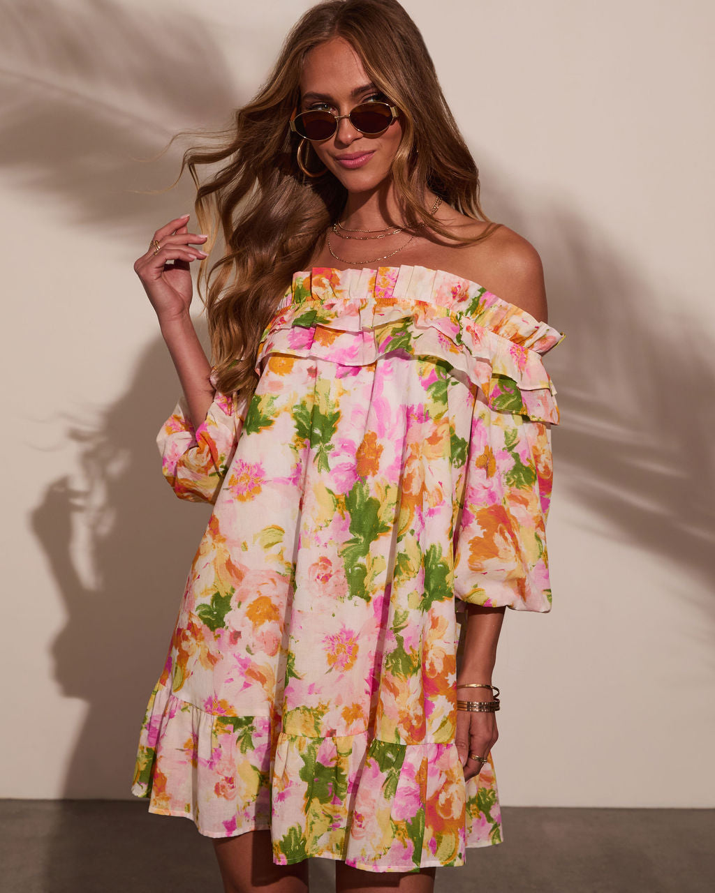 Carefree Dreamer Off The Shoulder Mini Dress-Vogue Logic