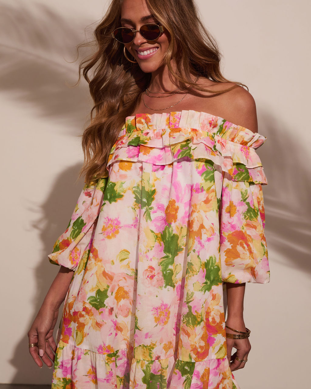 Carefree Dreamer Off The Shoulder Mini Dress-Vogue Logic