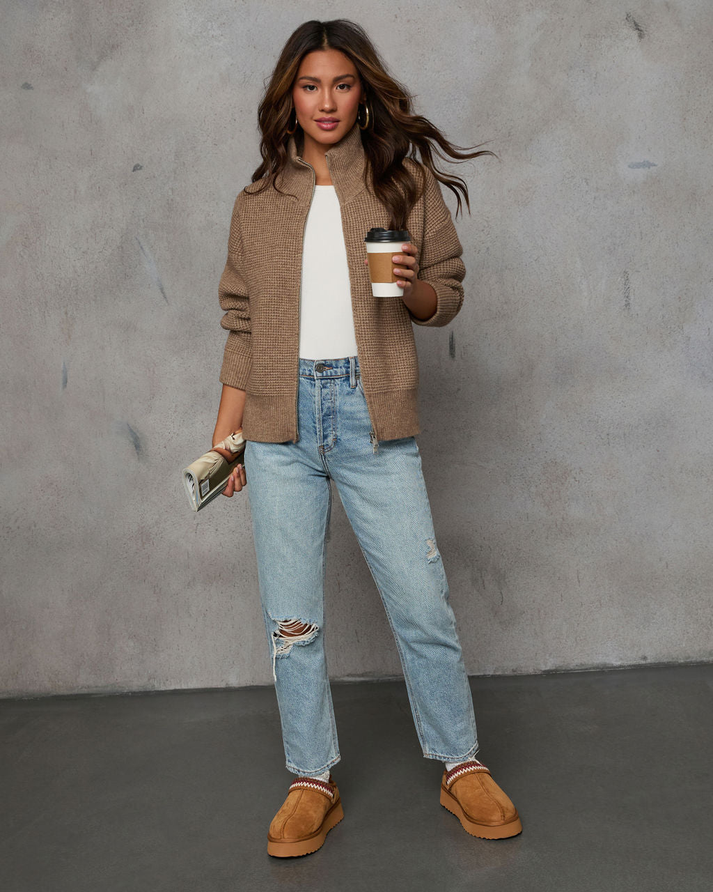 Cozy Feels Knit Zip Up Cardigan-Vogue Logic