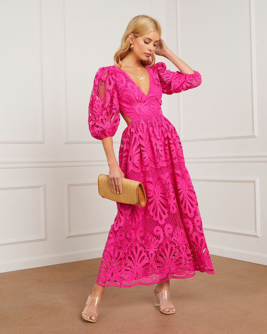 Vivianna Eyelet Maxi Dress-Vogue Logic