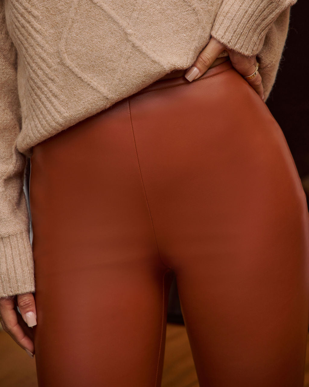Savrin Vegan Leather Leggings-Vogue Logic