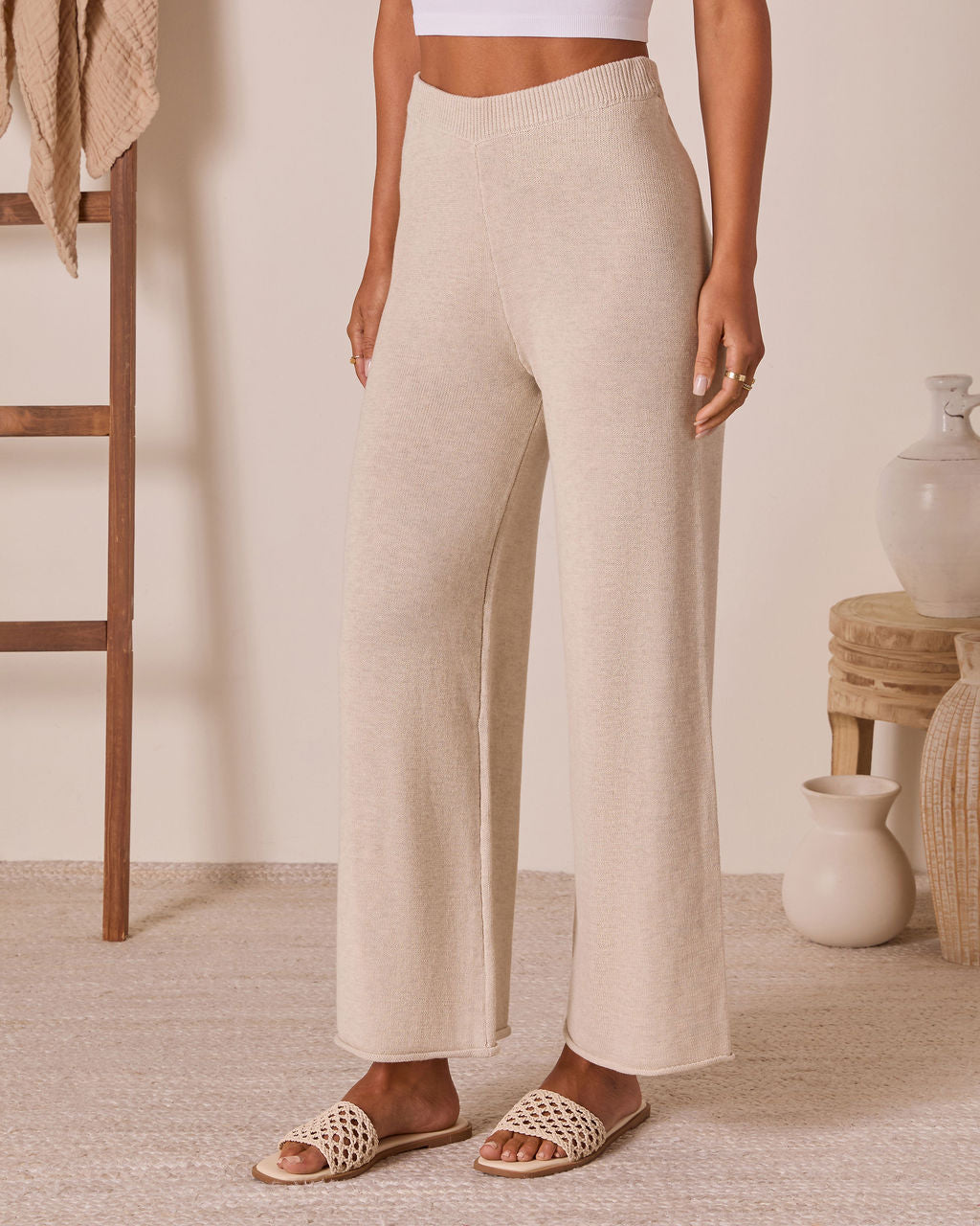 Ease Mode Wide Leg Knit Pants-Vogue Logic